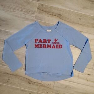 Billabong Blue Kids Part Mermaid Terry Sweatshirt Sz Med Beach Surfer H2F Y2K